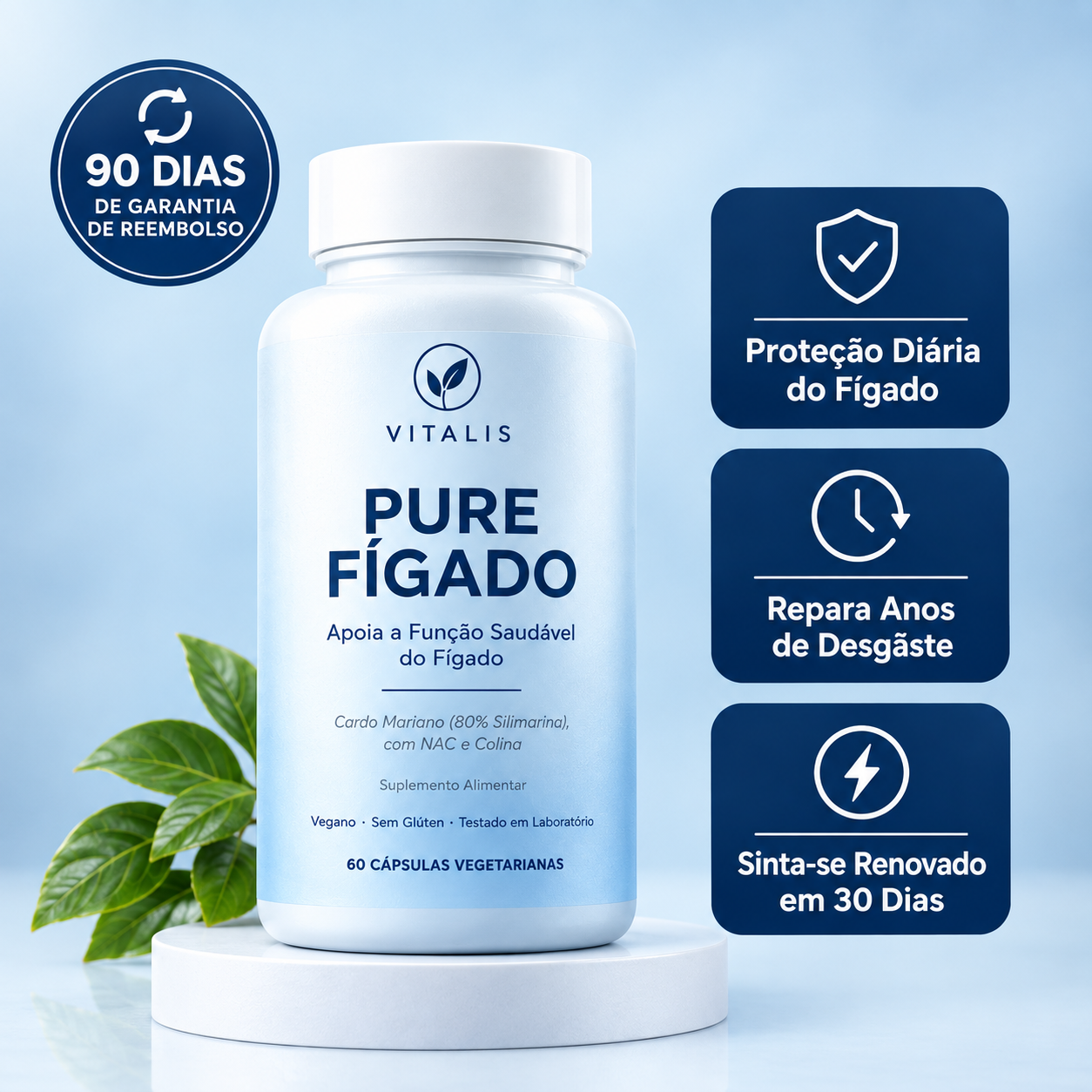 Vitalis Pure Fígado - frasco e garantia